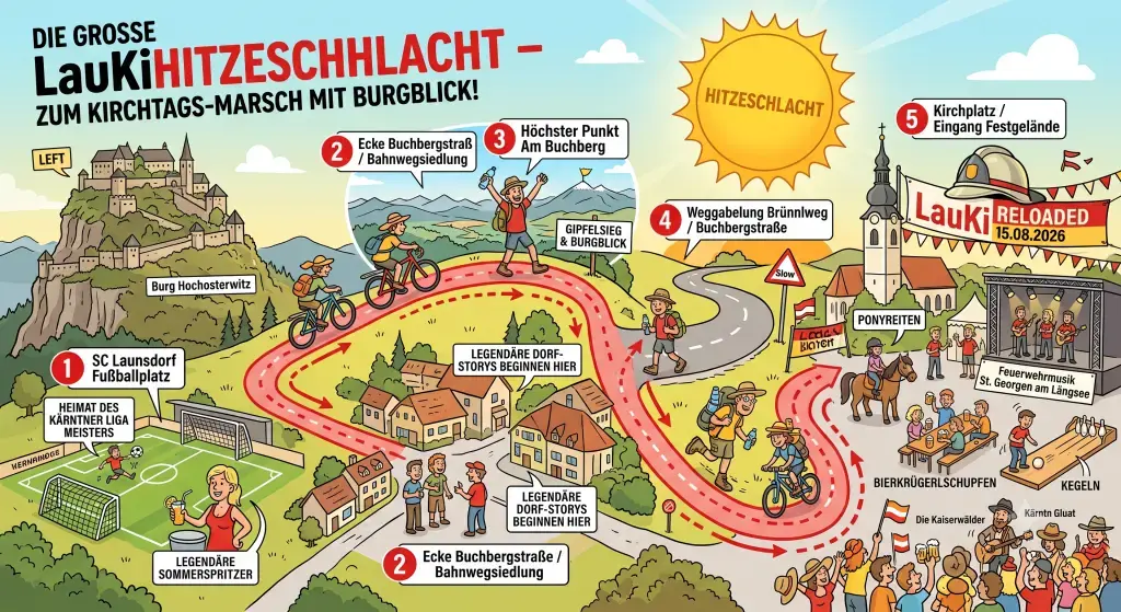 Die große Hitzeschlacht zum LauKi – Der Kirchtags-Marsch mit Burgblick! 🏰🔥🍺